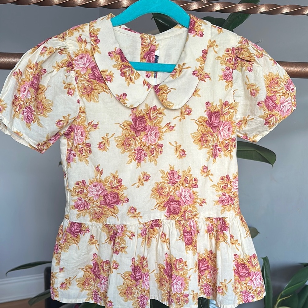 Janie and Jack Floral Kids Top - Pink and Yellow